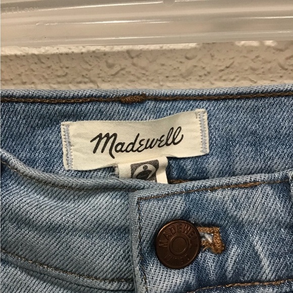 Madewell Wellingford Wash Mid-Rise Straight Jeans Size 27 Knee-Rip Edition Denim - Picture 2 of 8